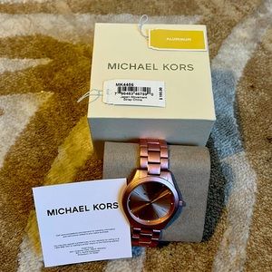 Pink Aluminum Women’s Michael Kors Slim Runway Watch